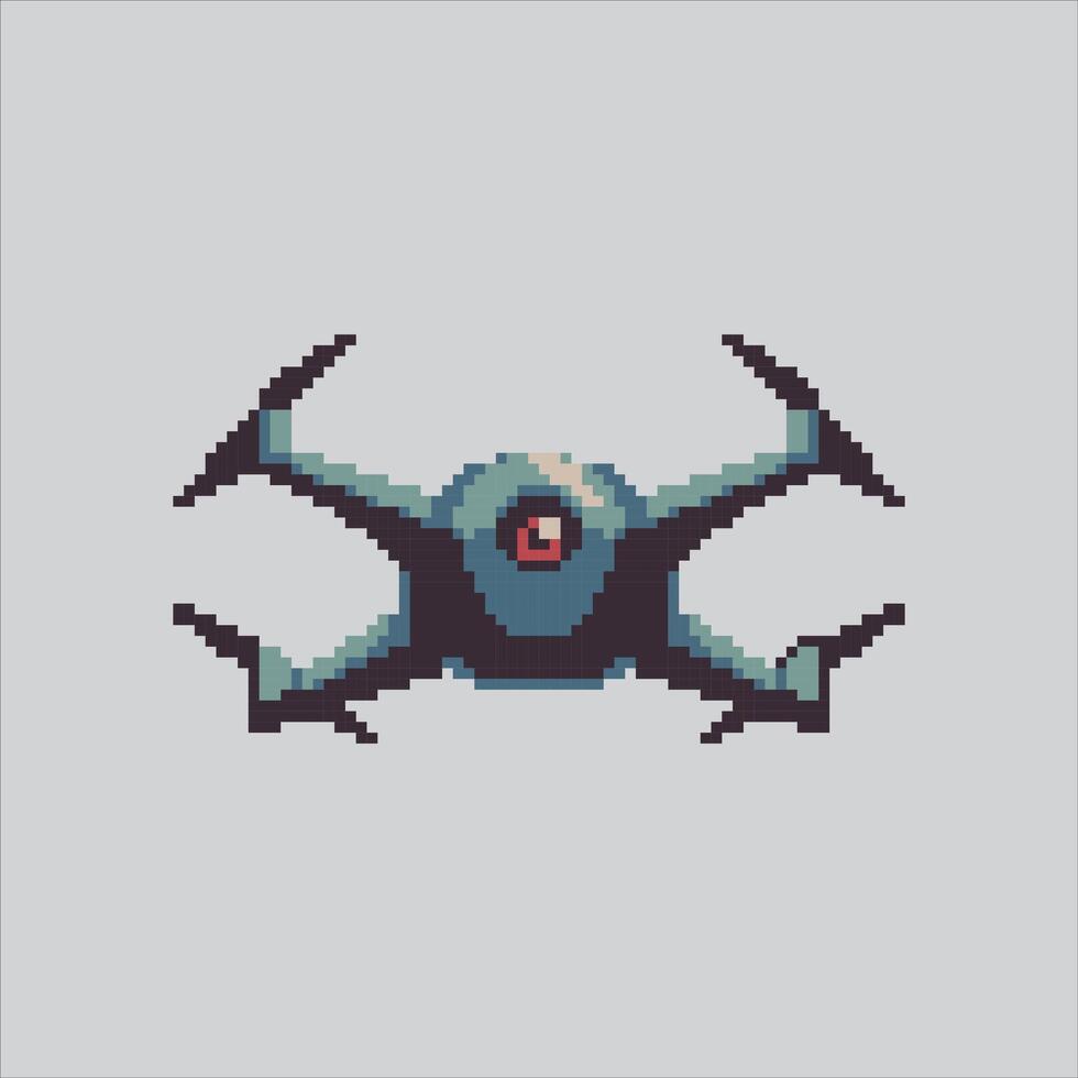 Pixel art illustration Camera Drones. Pixelated Flying Drone. Flying Photography Camera Drones Equipment Icon pixelated for the pixel art game and icon for website and game. old school retro. vector