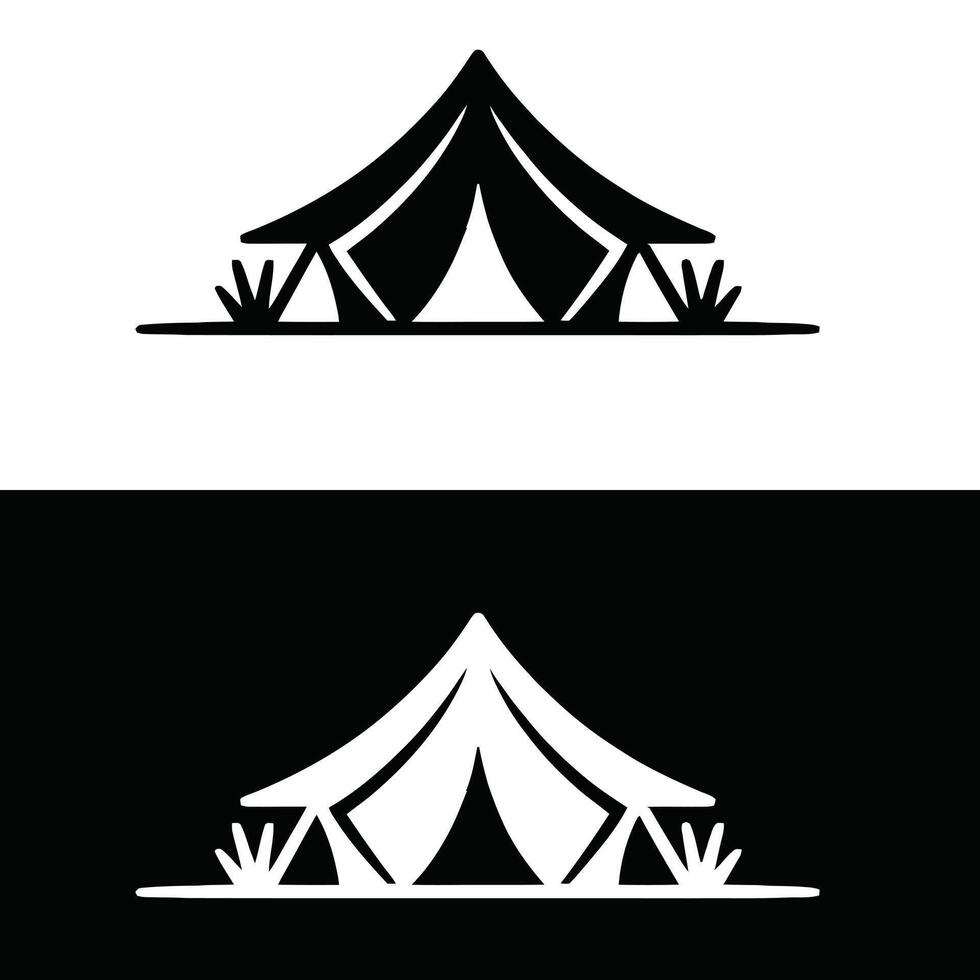 Two black and white tents on a white background vector