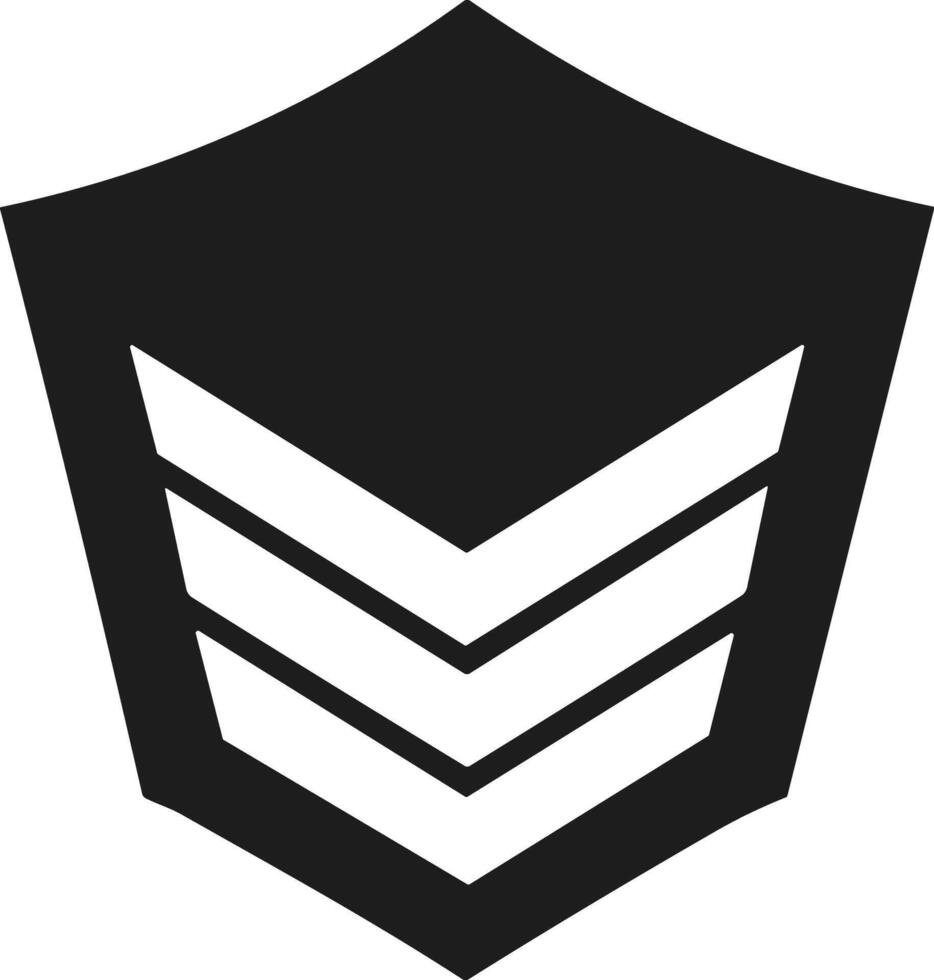 Layered Shield Silhouette - Bold Military Rank Badge Illustration vector