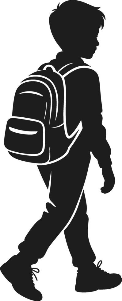 Silhouette of Schoolboy Walking with Backpack Illustration vector