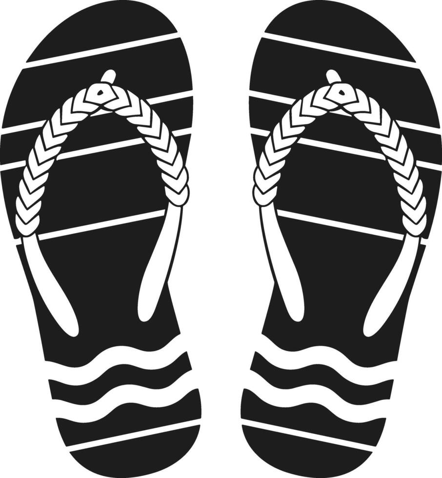 Braided Strap Flip Flops Silhouette - Beach Sandals Design vector
