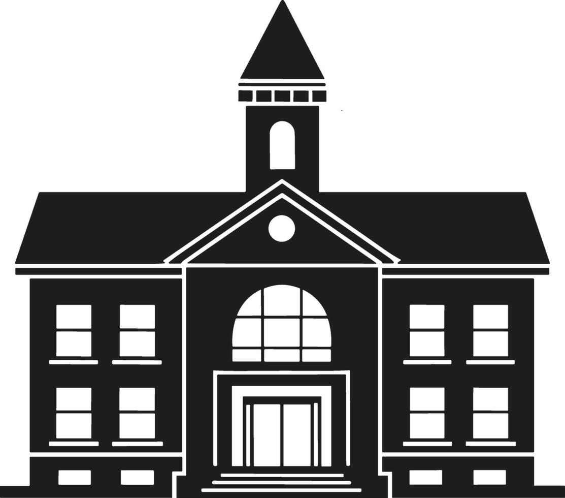 Vintage School Building Silhouette Illustration vector
