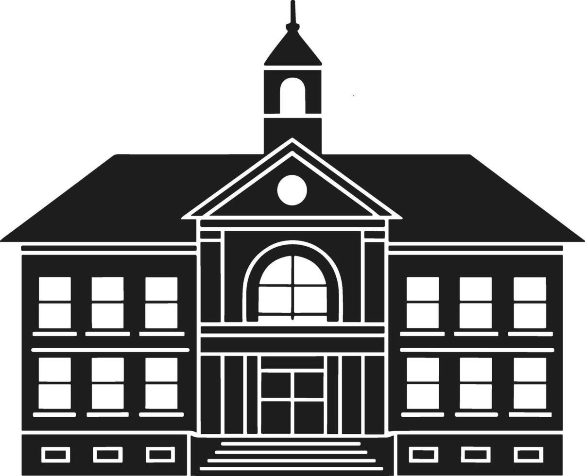 Silhouette of Classic School Building Illustration vector