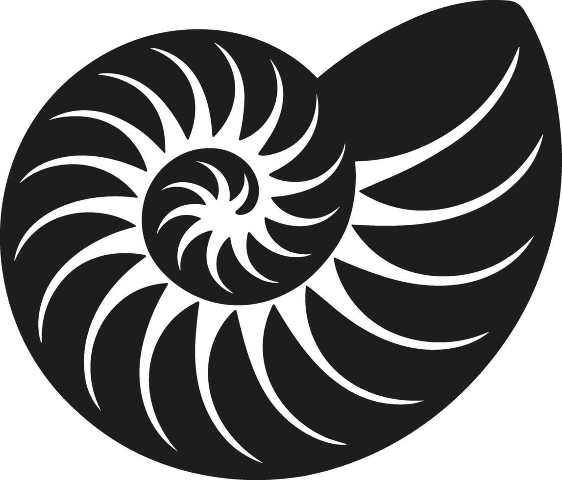 Spiral Nautilus Shell Silhouette for Marine and Nature-Inspired Designs vector