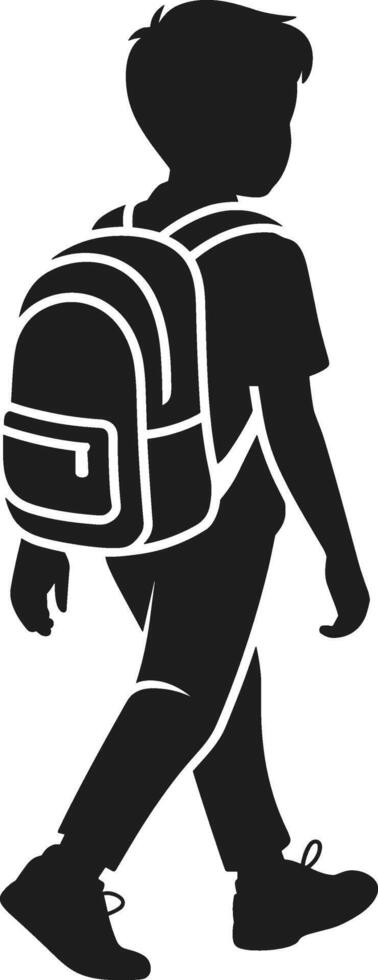 Walking Schoolboy Silhouette with Backpack Illustration vector
