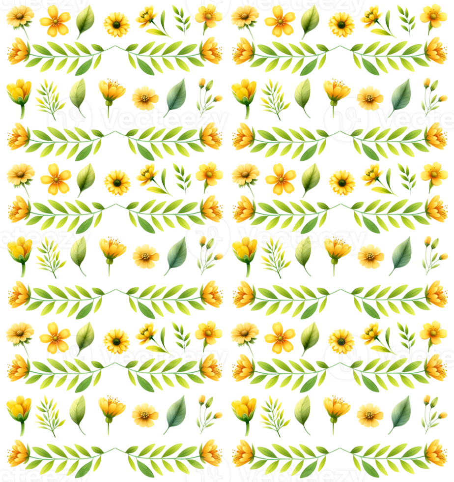 Yellow flowers seamless pattern png