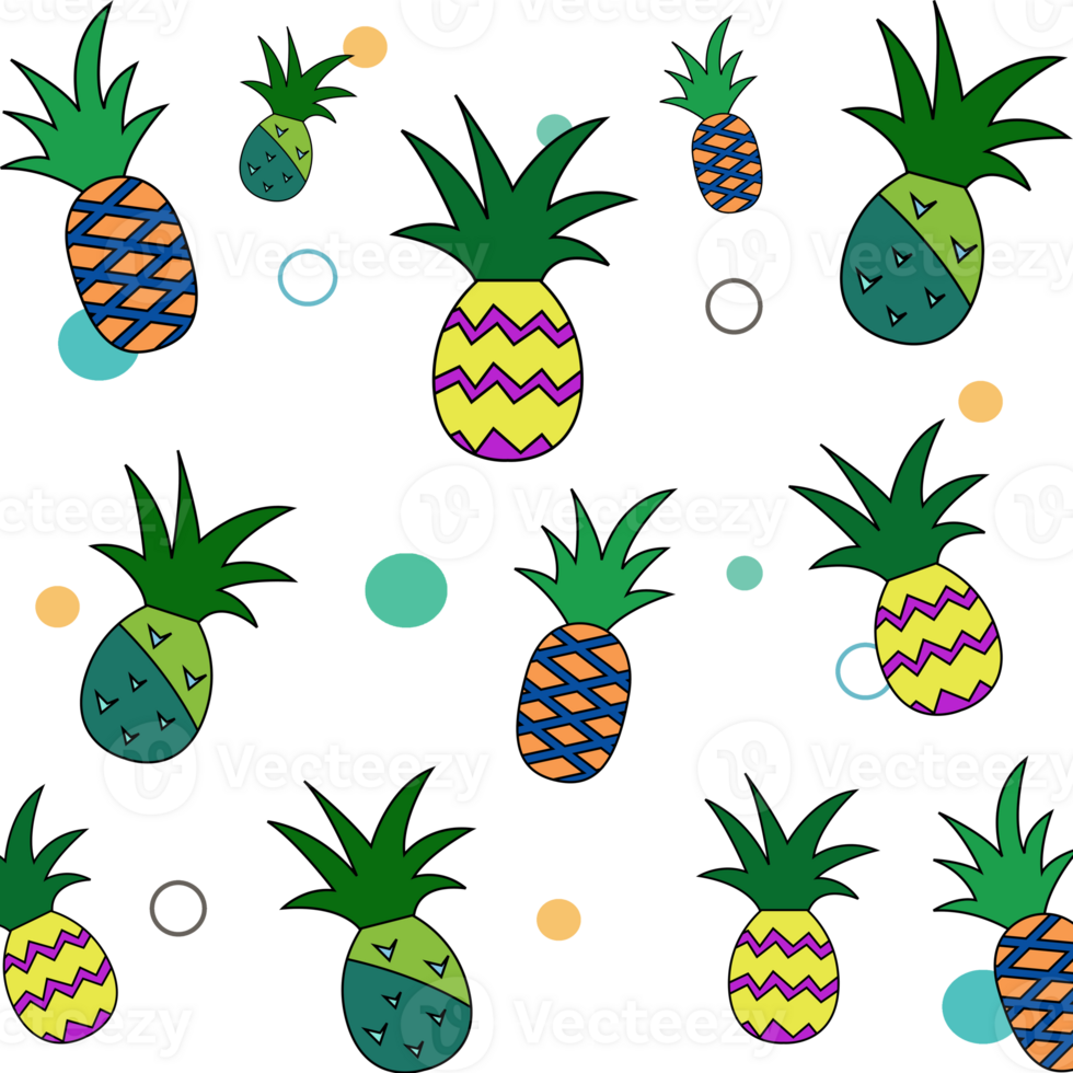 Cartoon pineapple seamless pattern png