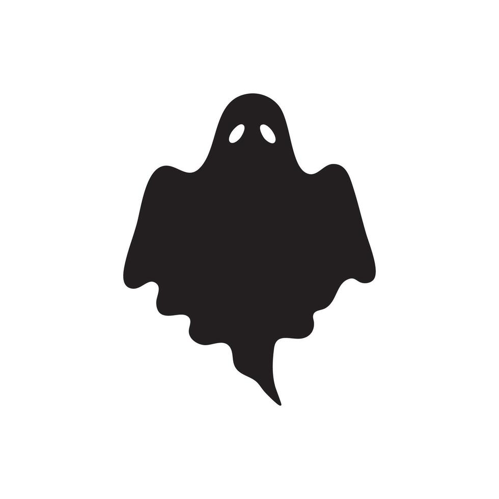 Classic black ghost silhouette with oval eyes isolated on white background vector