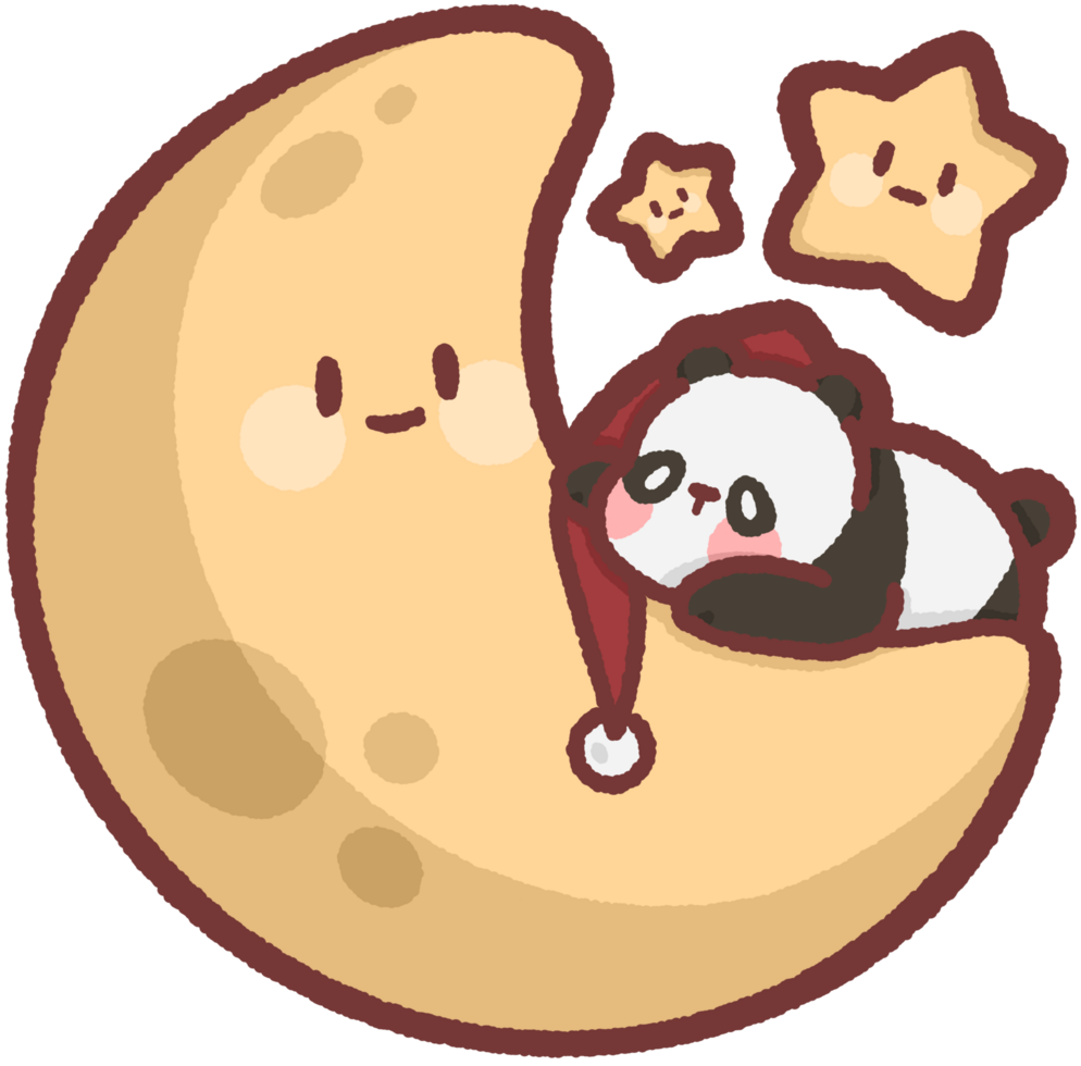 panda sleeping on the moon with stars png