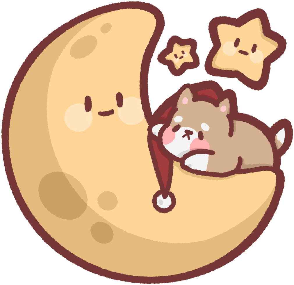 dog sleeping on the moon with stars png