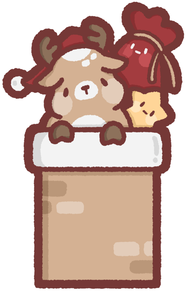 Deer in a Christmas chimney png
