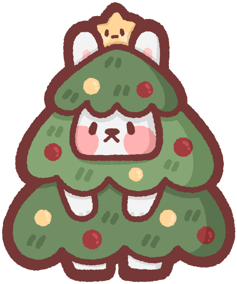 Bunny wearing a Christmas tree costume png