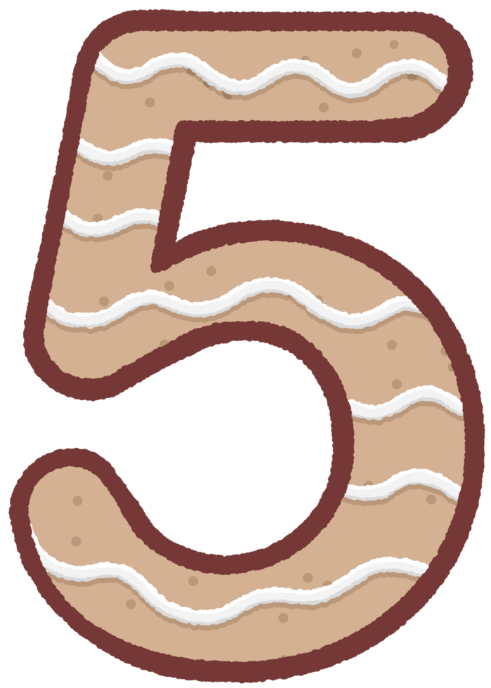 Gingerbread number 5 png