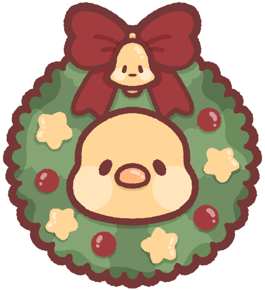 Chicken wearing a Christmas wreath png