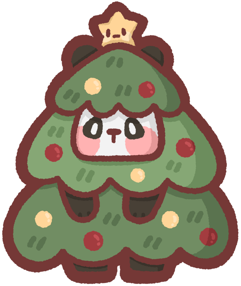 Panda wearing a Christmas tree costume png