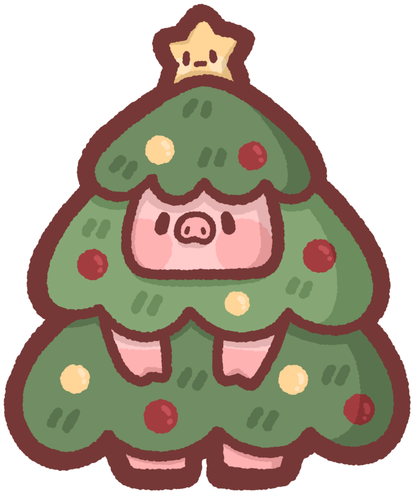 Pig wearing a Christmas tree costume png