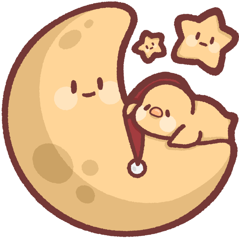 chicken sleeping on the moon with stars png
