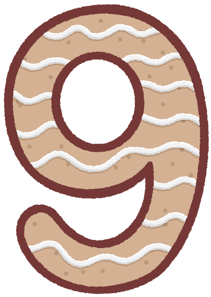 Gingerbread number 9 png