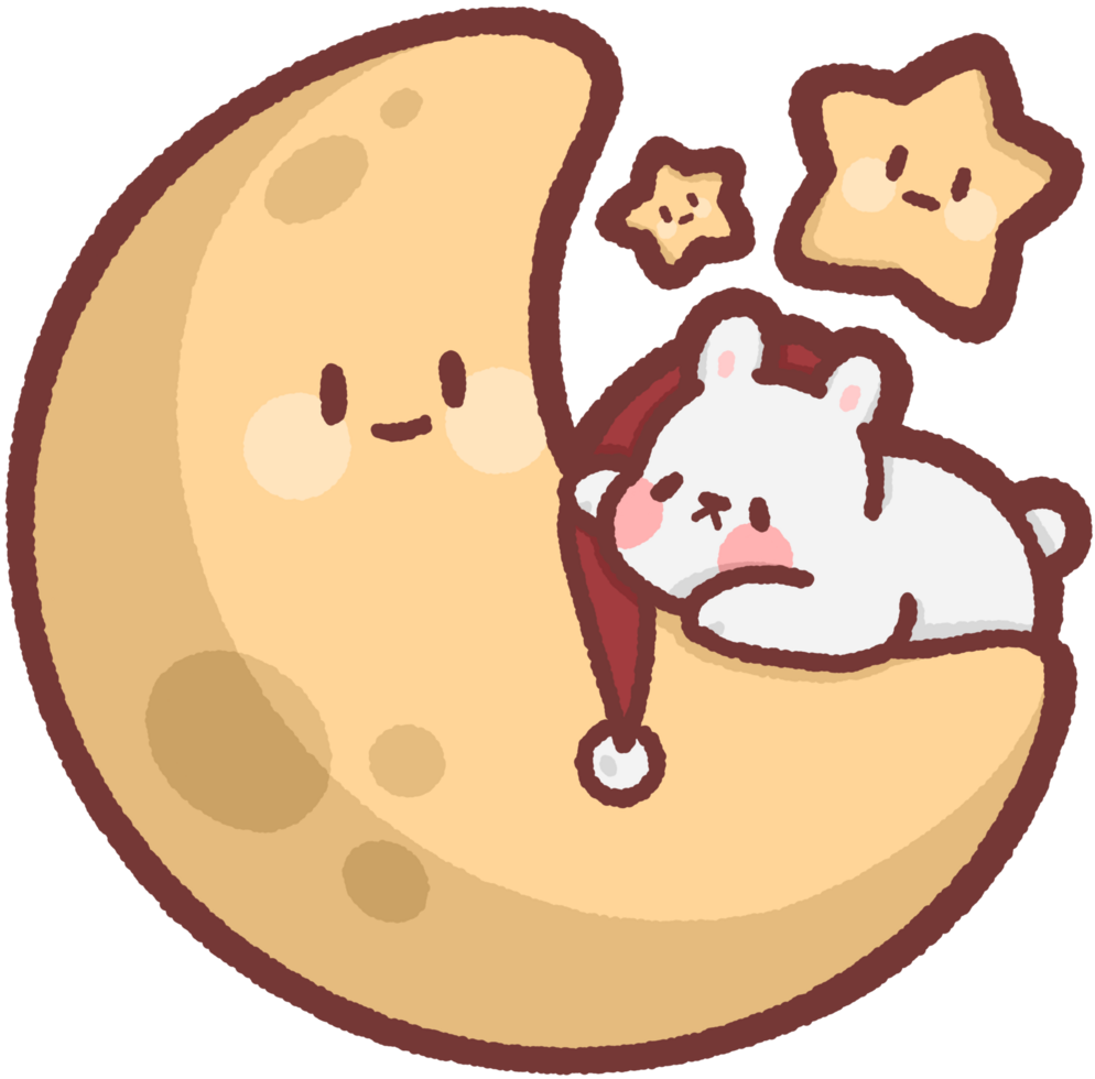 bunny sleeping on the moon with stars png