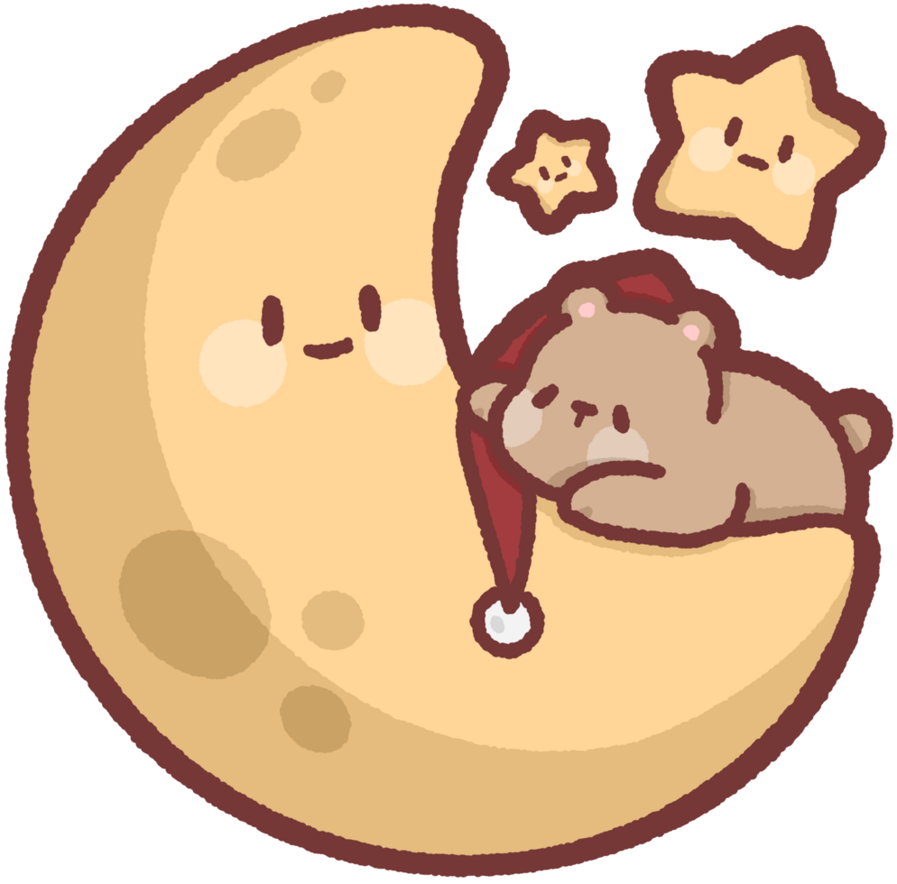 grizzly bear sleeping on the moon with stars png