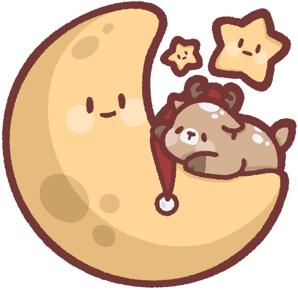 deer sleeping on the moon with stars png