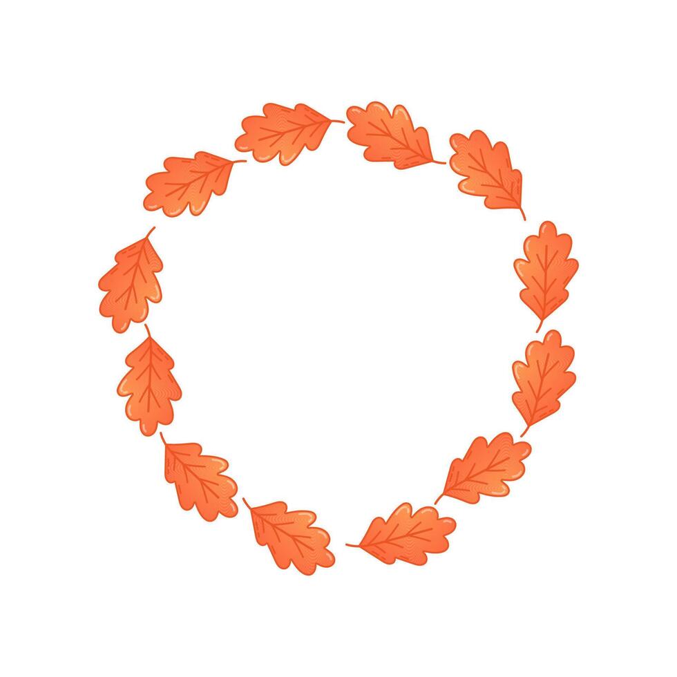 Oak leaf autumn wreath with warm orange tones vector