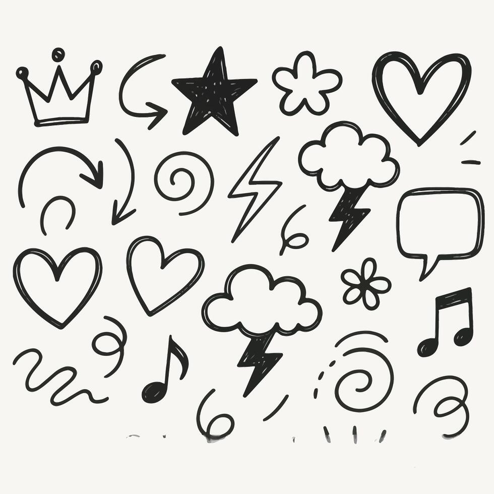 Brush strokes, arrows and different shapes vector