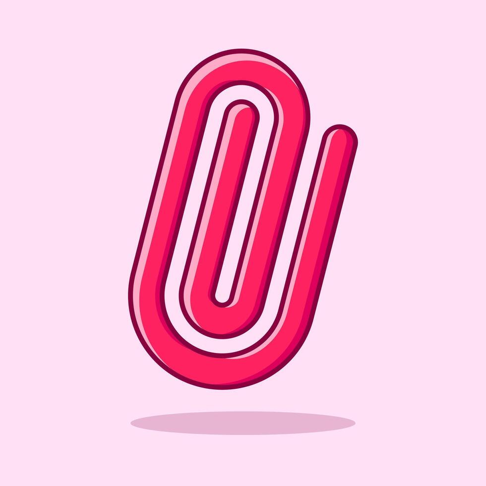 Attachment icon. Pink paperclip cartoon illustration, simple, , icon for website design, mobile app, ui. Illustration vector
