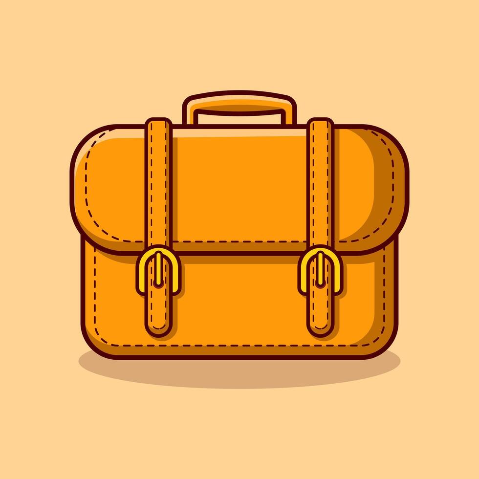 Orange briefcase with two straps vector