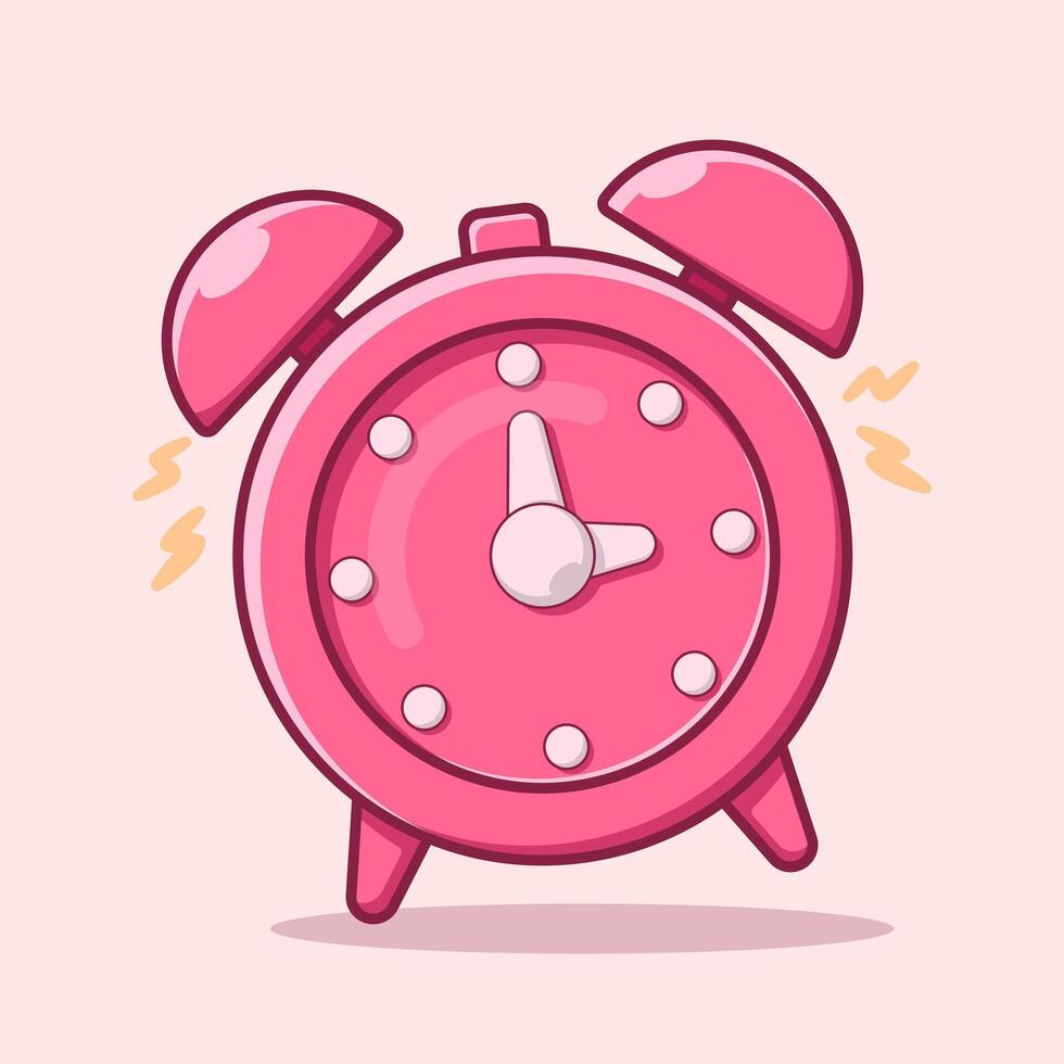 Pink alarm clock illustration vector