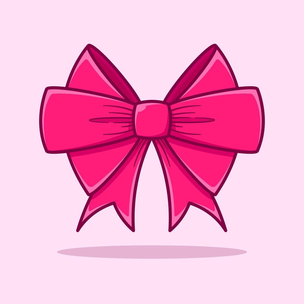 Ribbon Satin Bow Icon Illustration. Gift Bows With Ribbon Flat Icon vector