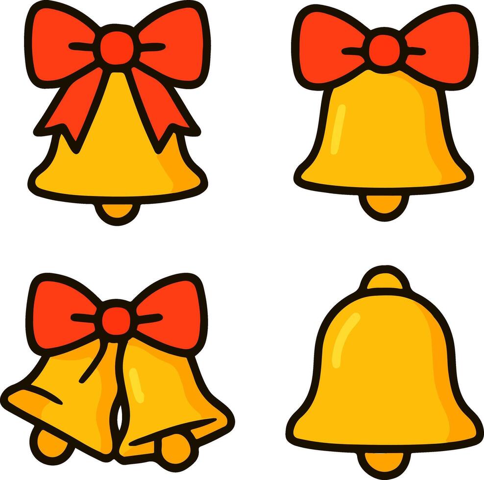 Festive golden holiday bells in different decorative designs vector