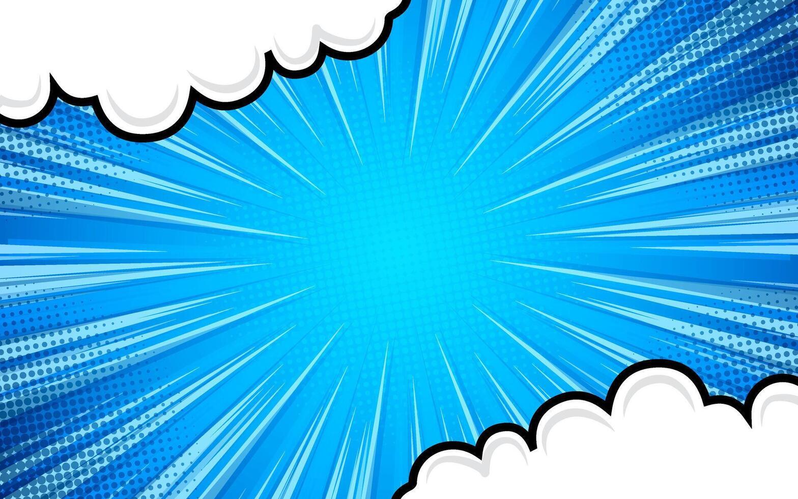 pop art background with cartoon clouds. vector