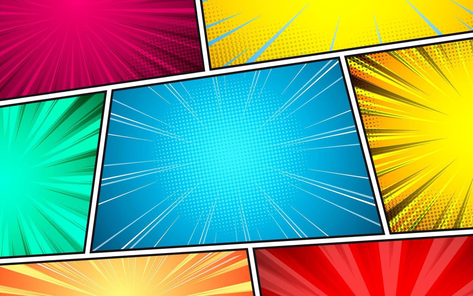 Colorful comic background panels vector