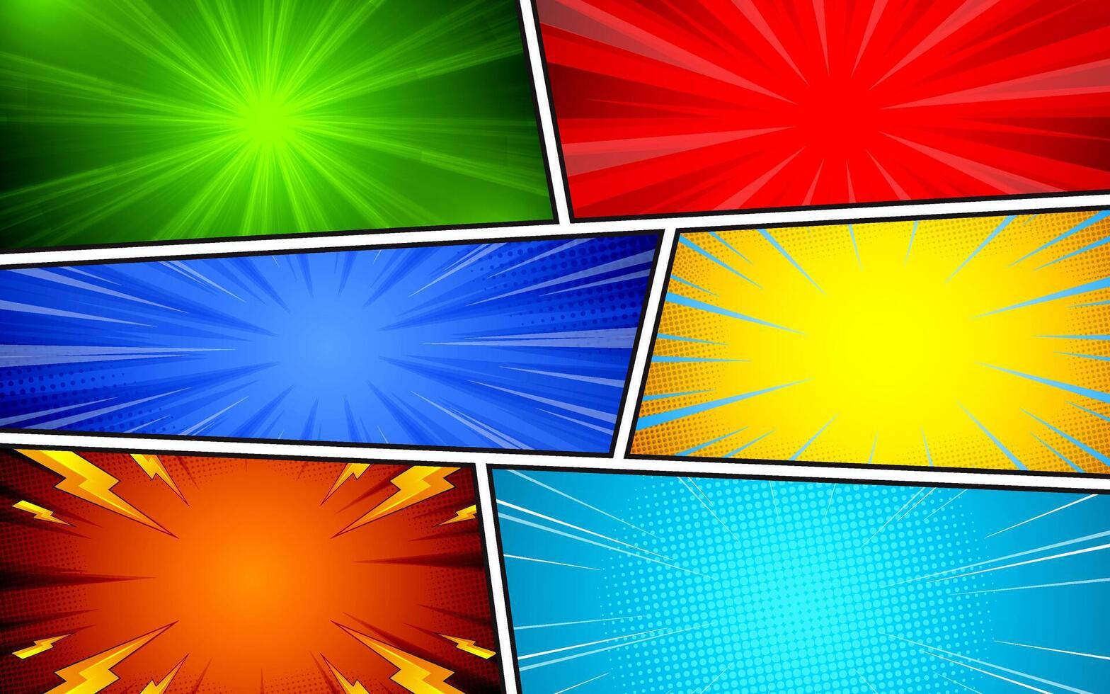 Colorful comic backgrounds in various styles vector
