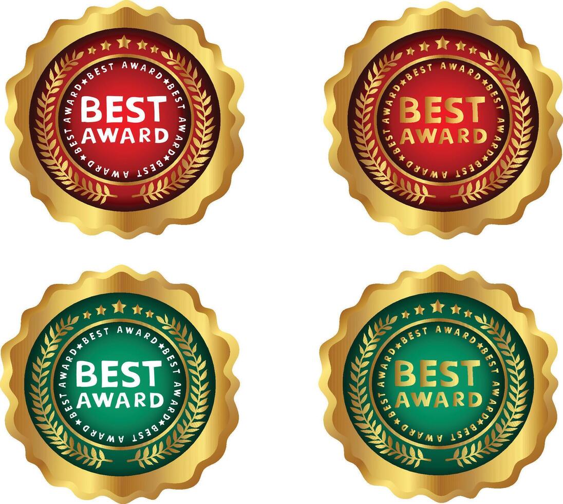 red green gold best award medal badge with ribbon free illustration vector