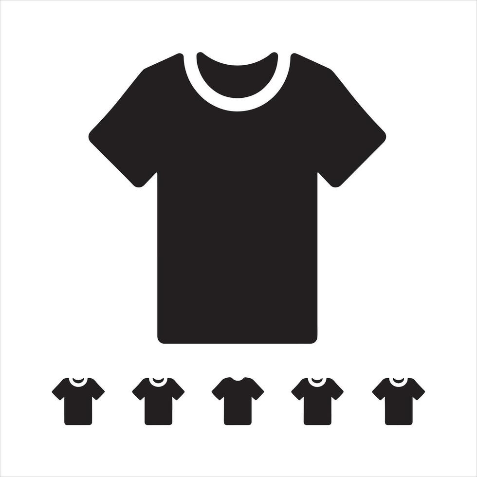 Black t shirt icon set on white background with multiple small shirts t-shirt clothing vector