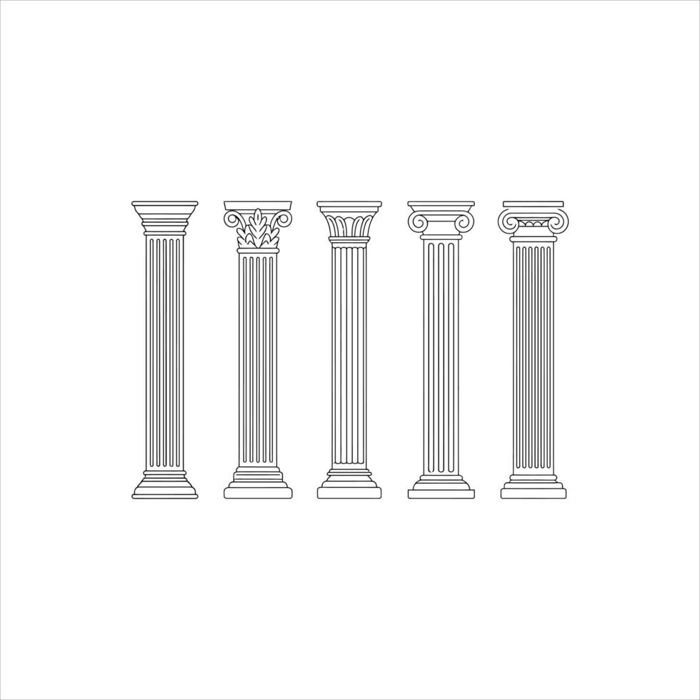 four different types of columns in different styles vector