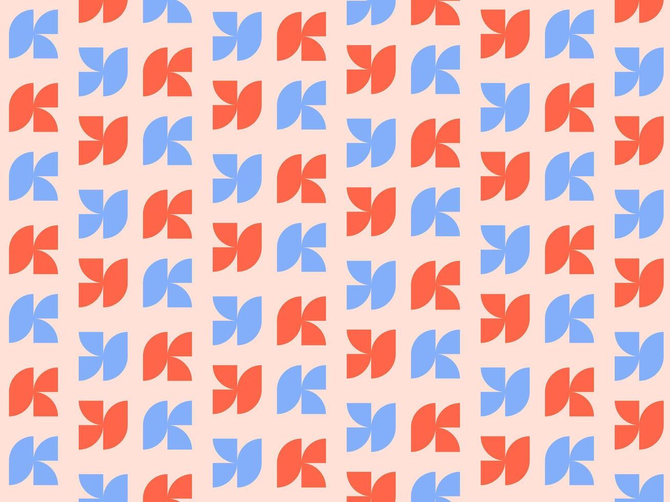 Retro Colorful Geometric Seamless Pattern Background with Abstract Shapes in Orange and Blue vector