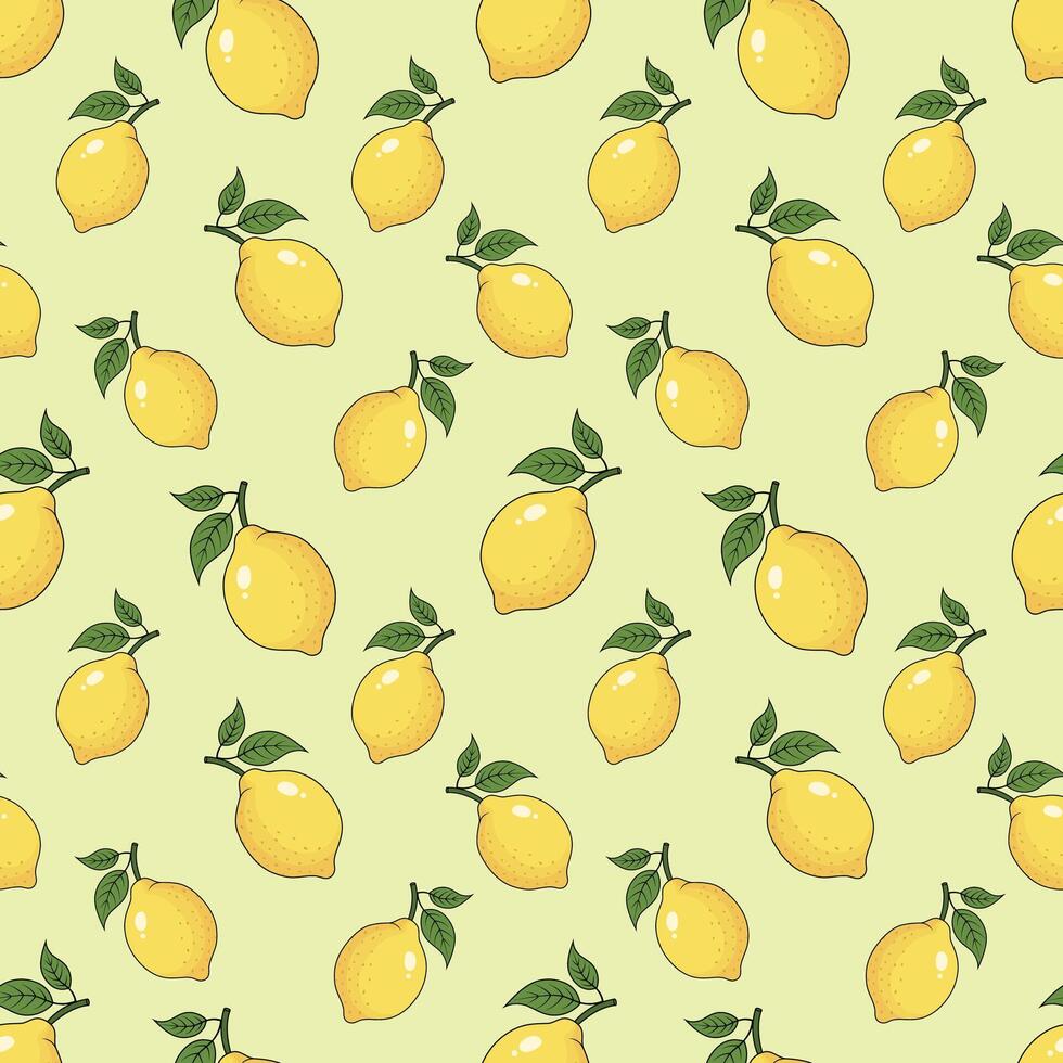 lemon pattern design with leaves vector