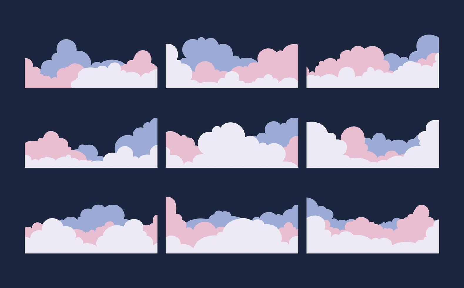 Various cloud designs in pastel colors vector