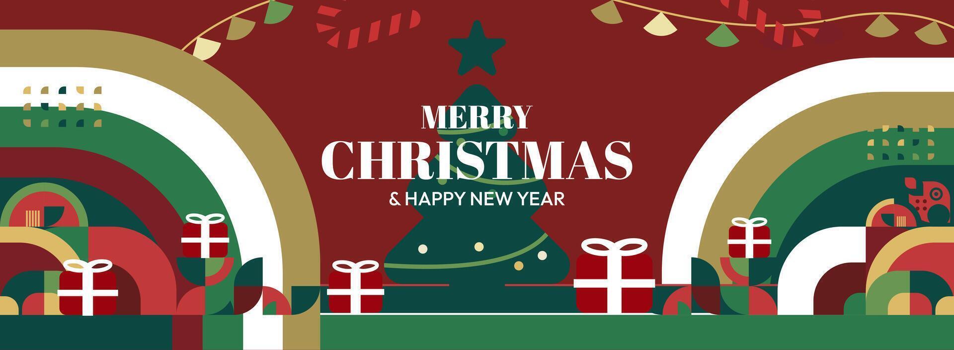 Merry Christmas and Happy New Year banner vector