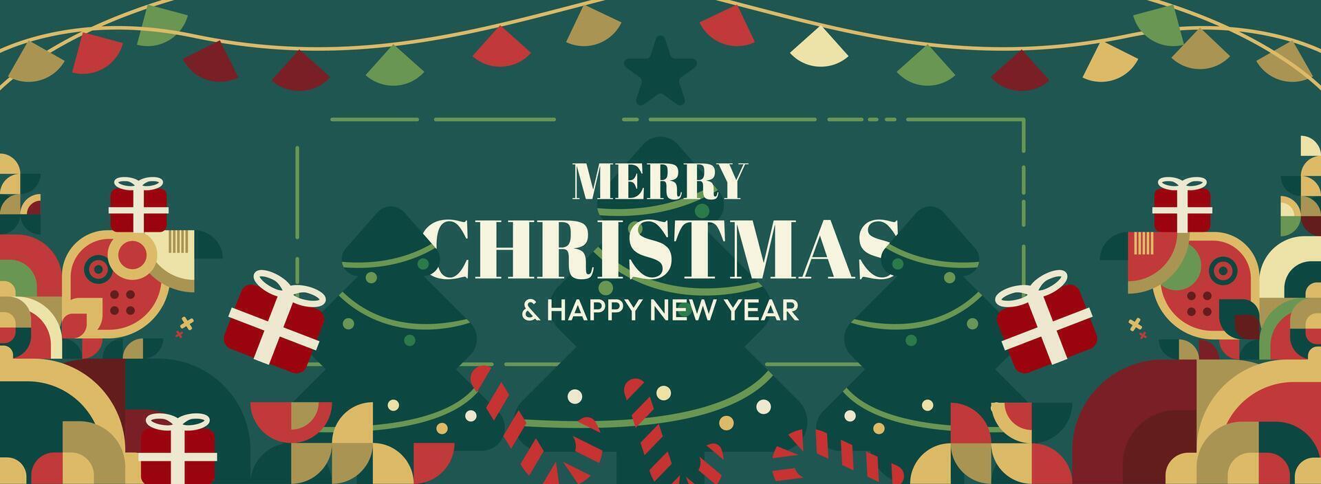 Create a festive atmosphere. Unique Christmas and New Year templates with bold geometric shapes for horizontal banners and cards. vector