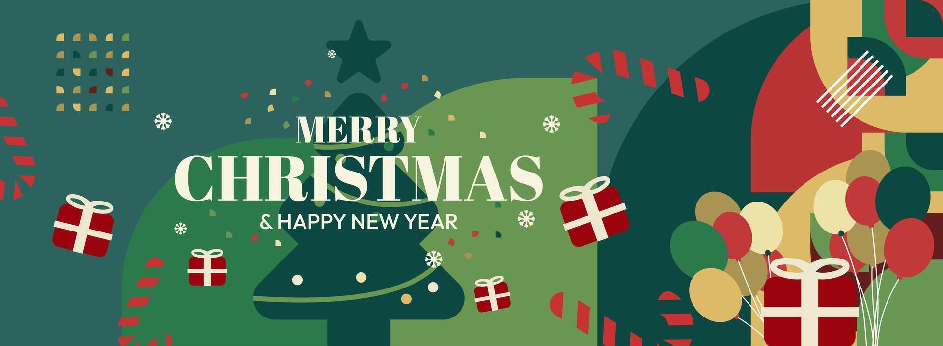 Memorable Christmas and New Year Templates. Bold Geometric Designs for Eye-Catching Seasonal Promotions and Banners. vector