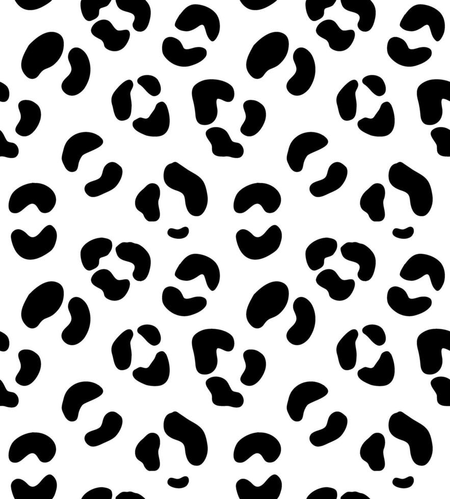 Seamless pattern of hand drawn leopard dotted fur print isolated on white background vector