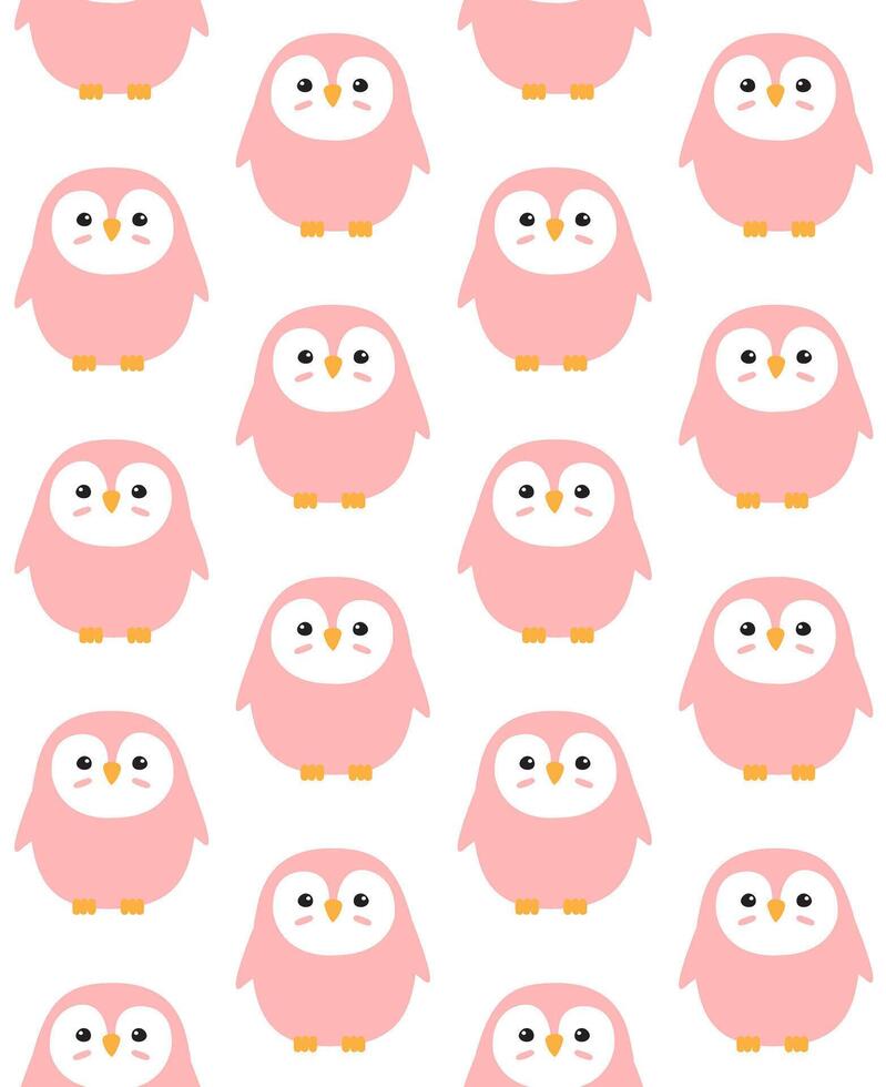 Seamless pattern of hand drawn flat baby penguin isolated on whites backgrounds vector
