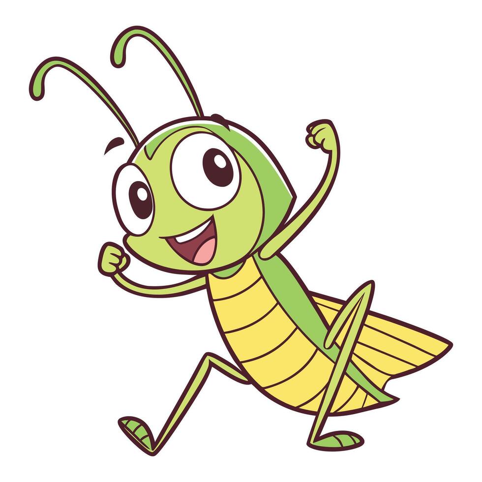 Happy cartoon grasshopper on white background vector