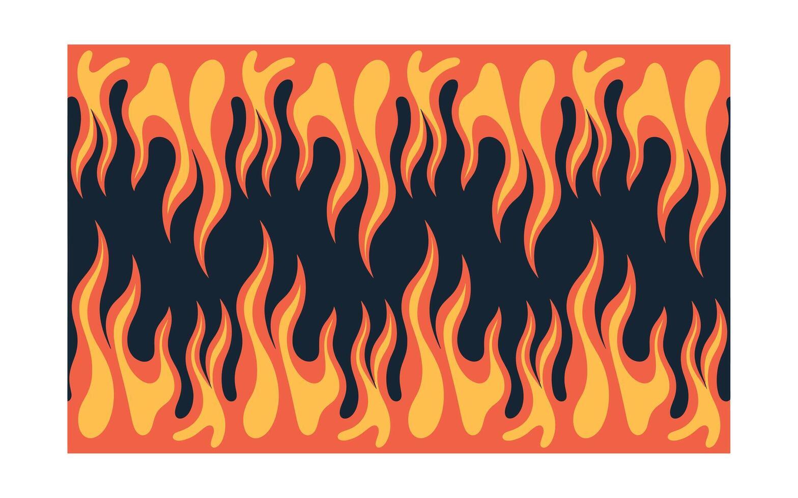 Abstract Flame Pattern Retro Fire Design with Vibrant Orange and Yellow Tones vector