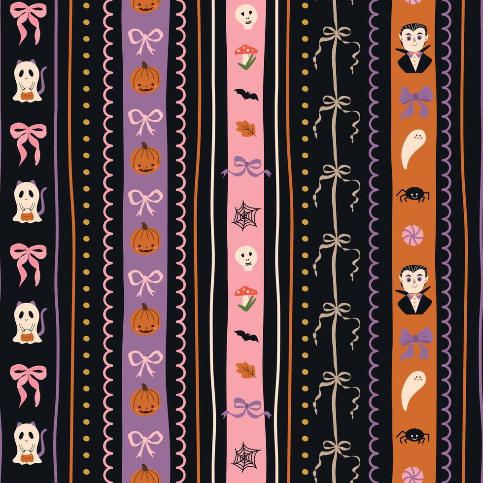 Halloween themed pattern with spooky elements vector