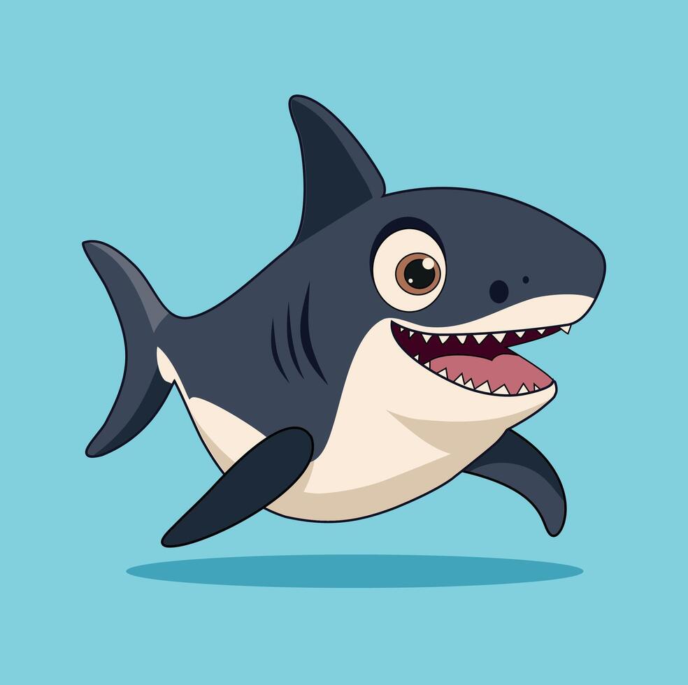 Cartoon shark swimming joyfully vector
